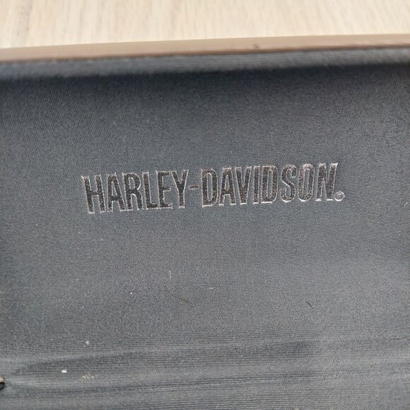 Harley Davidson Hard Eyeglass Sunglasses CASE Clamshell Tan Black Embossed Logo - Picture 5 of 5